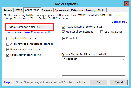 How to configure fiddler to be the proxy for the web crawler