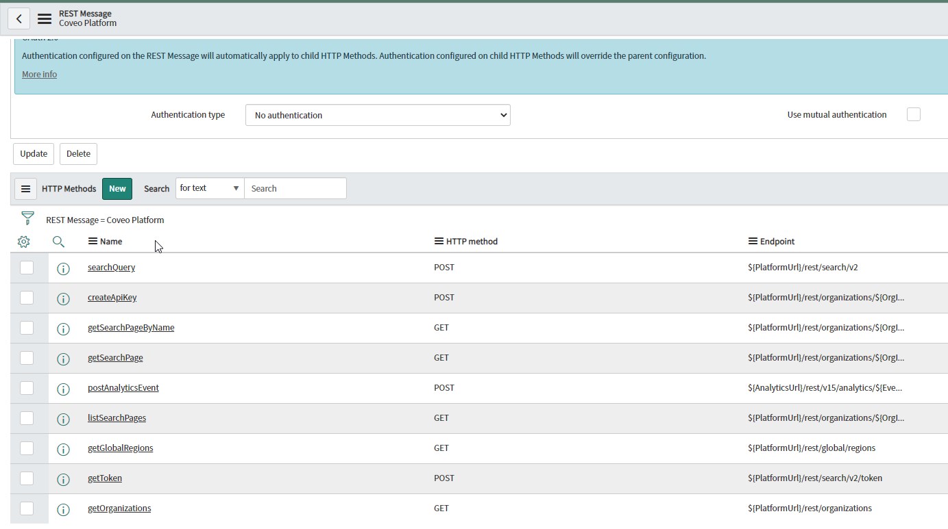 Enable logging of ServiceNow API call to Coveo