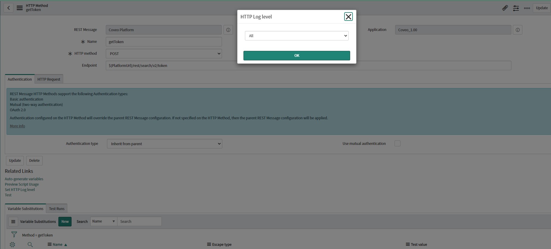 Enable logging of ServiceNow API call to Coveo