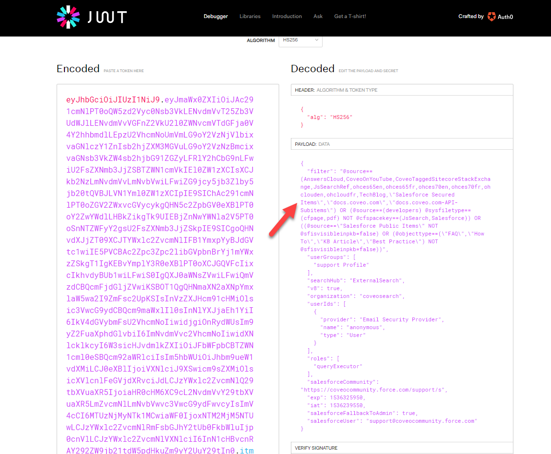 How to add search filters in a search token