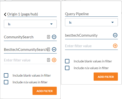 Filtering on Query Pipeline vs Search Hub in Analytics and A/B testing