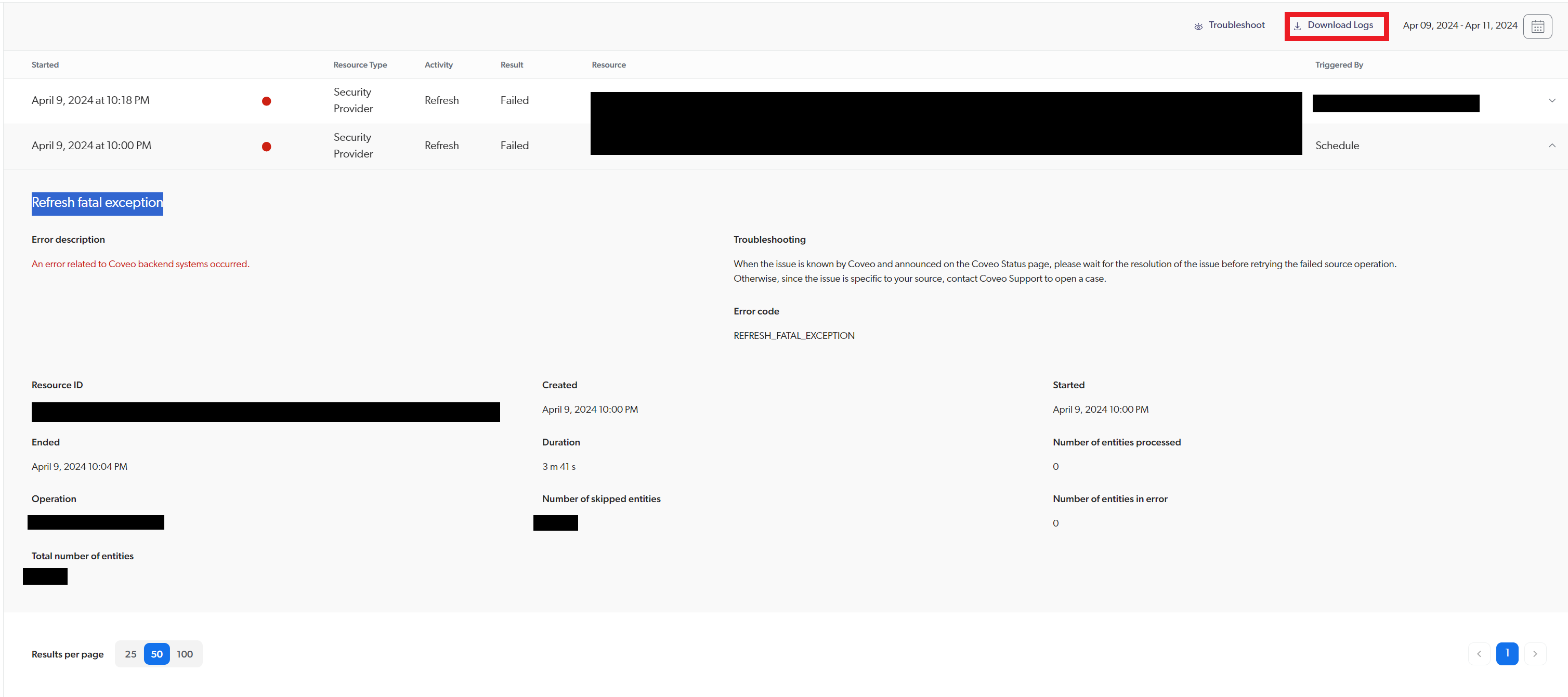 Refresh fatal exception - The provider cannot authenticate to ...