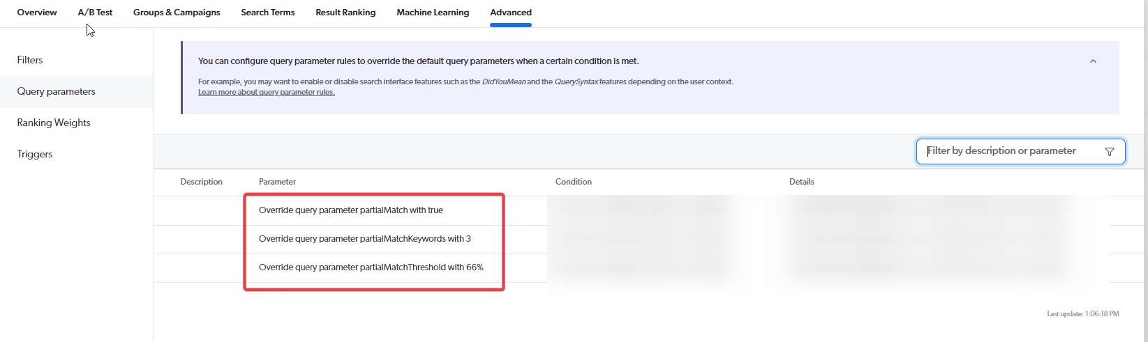 Thesaurus entries impacting partial match setting