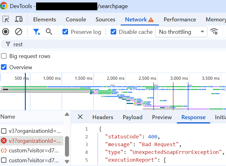 Known Issue - Search Request runs into 400 Bad Request Error ...